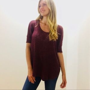 FREE PEOPLE knitted wine red sweater